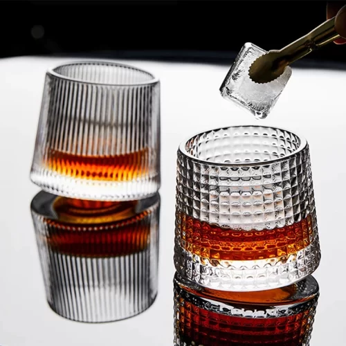 Gelas Wiski 150ml Crystal Square Spinner Spinning Wobble Rock Glass Gelas Whisky Gelas Wine - Gambar 4