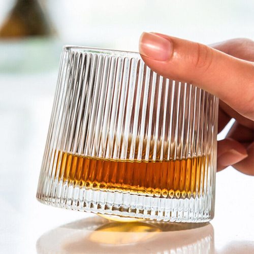 Gelas Whisky 150ml Crystal Line Spinner Spinning Wobble Rock Glass - Gambar 2